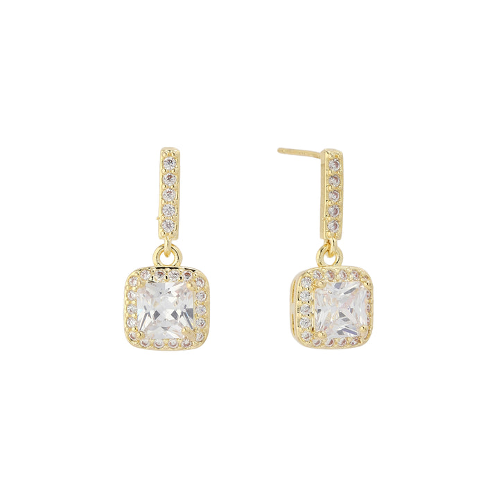 Aurelia Halo Square Drop Earrings