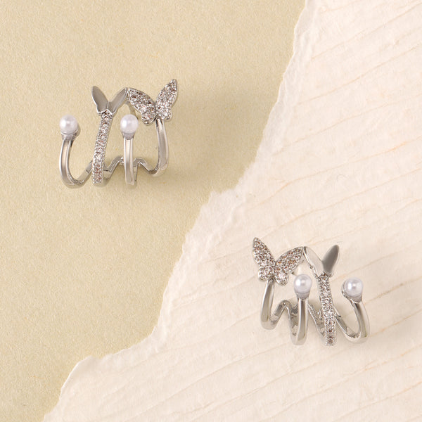 Flutter Pearl Huggie Earrings