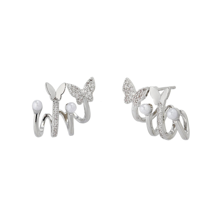 Flutter Pearl Huggie Earrings