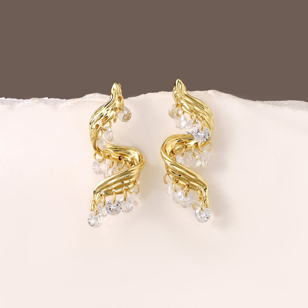 Golden Wavelet Spark Earrings