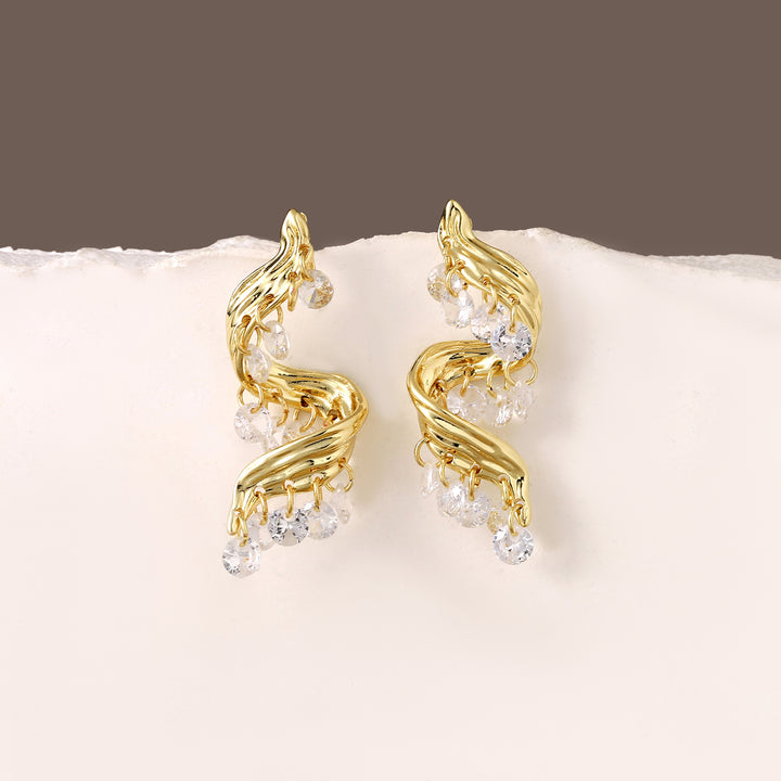 Golden Wavelet Spark Earrings