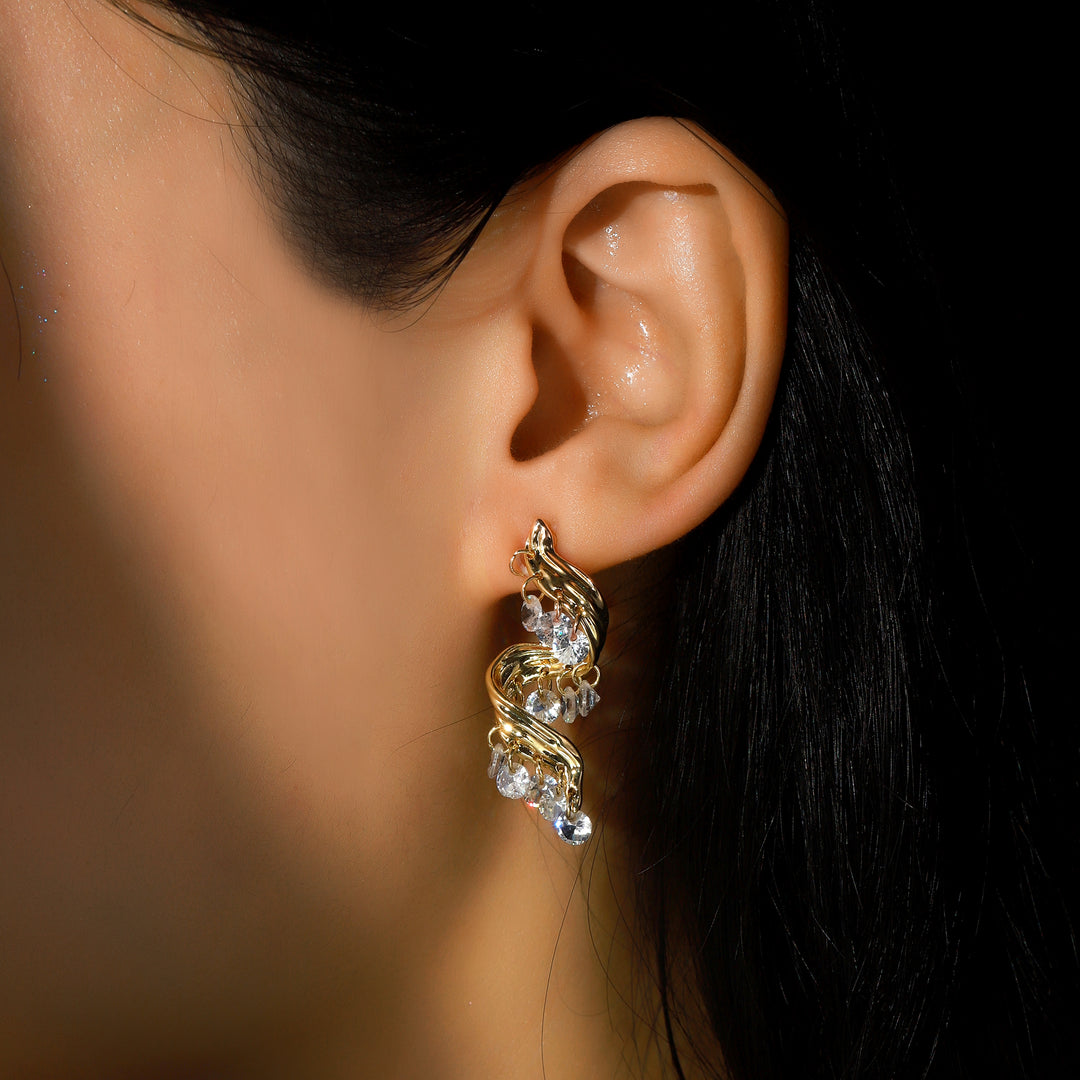 Golden Wavelet Spark Earrings