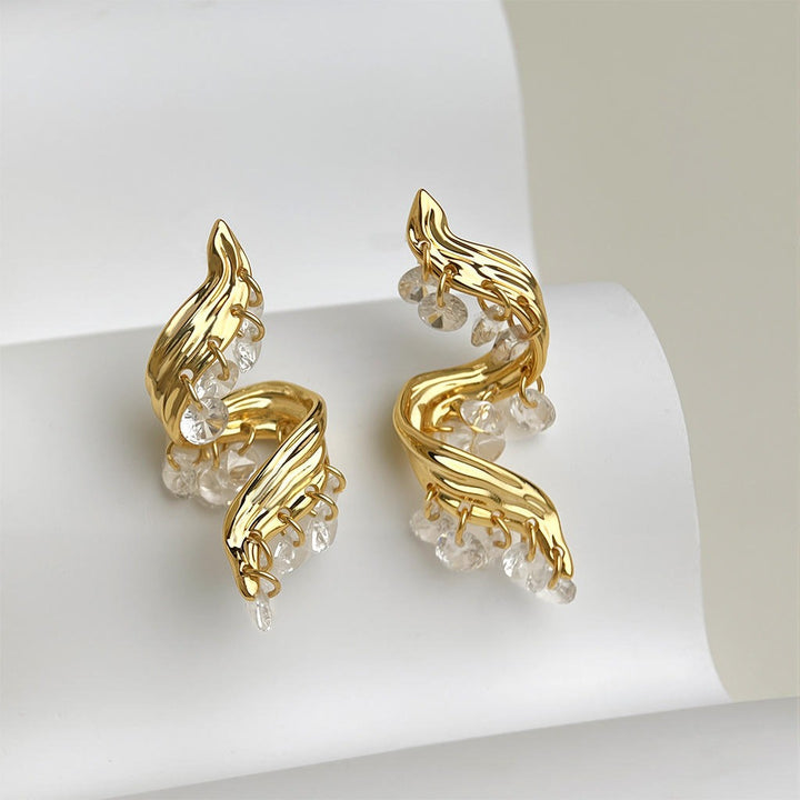 Golden Wavelet Spark Earrings