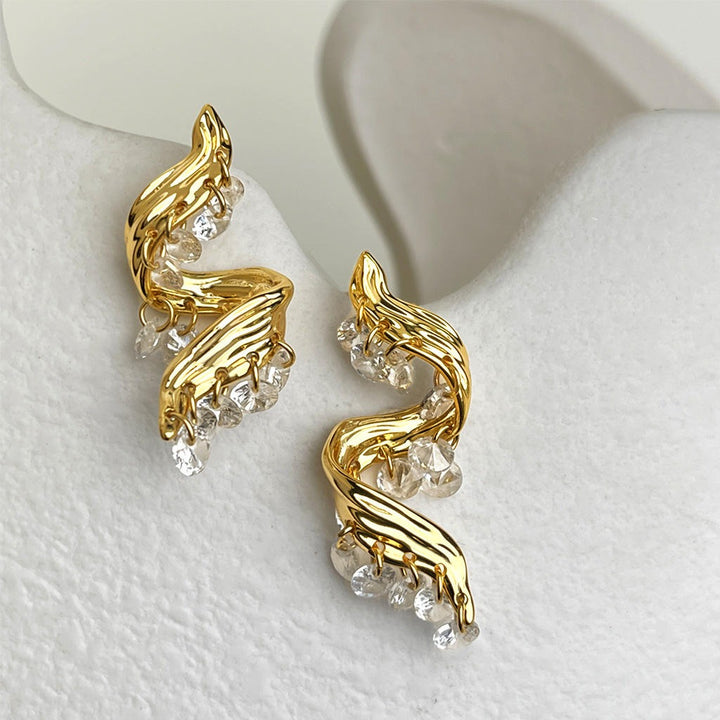 Golden Wavelet Spark Earrings