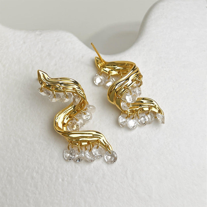 Golden Wavelet Spark Earrings