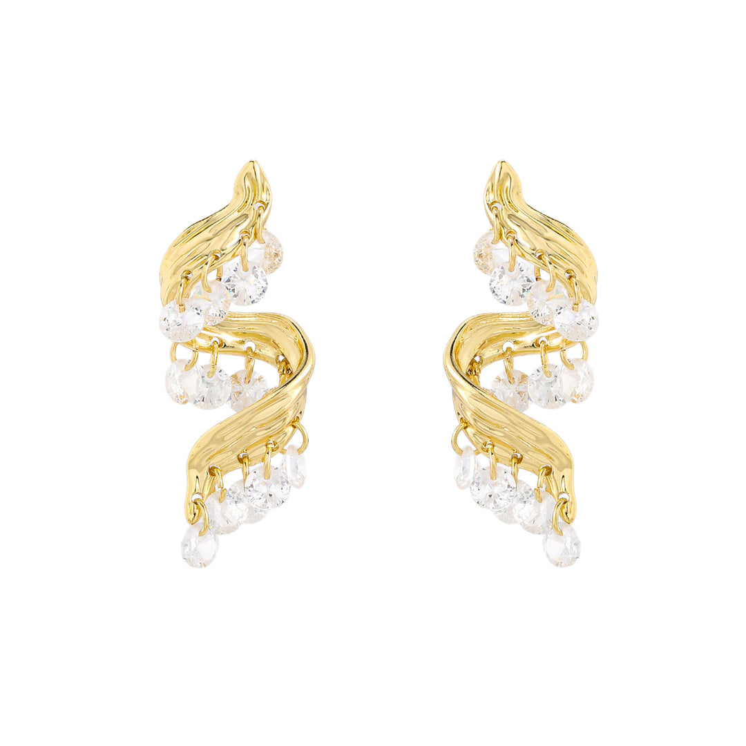 Golden Wavelet Spark Earrings