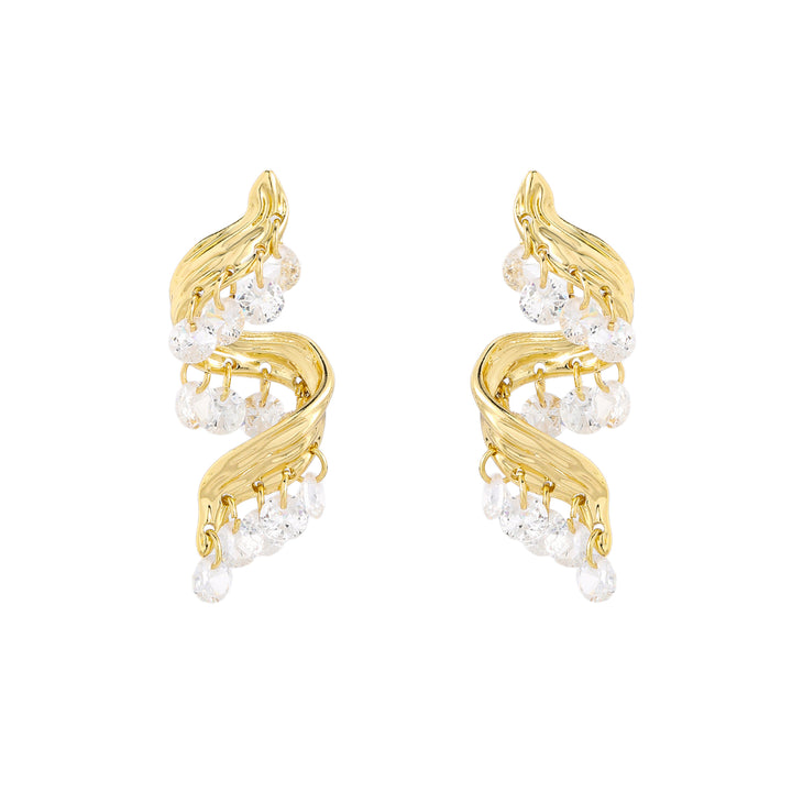 Golden Wavelet Spark Earrings