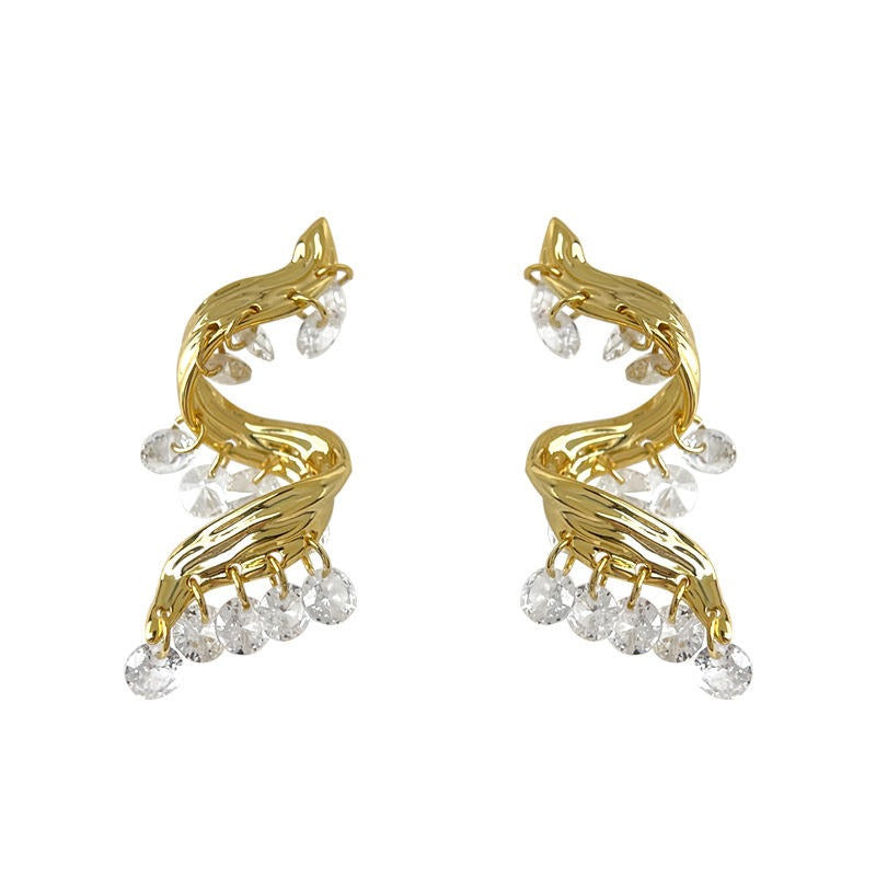Golden Wavelet Spark Earrings