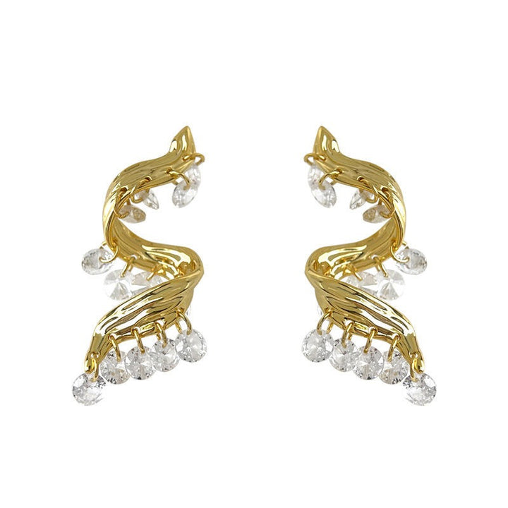 Golden Wavelet Spark Earrings