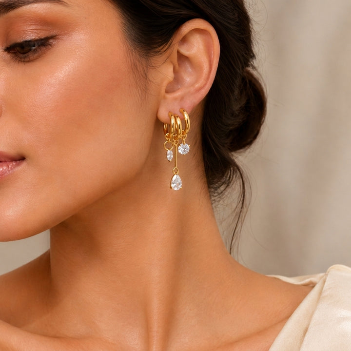 Lustre Charm Huggie Earrings
