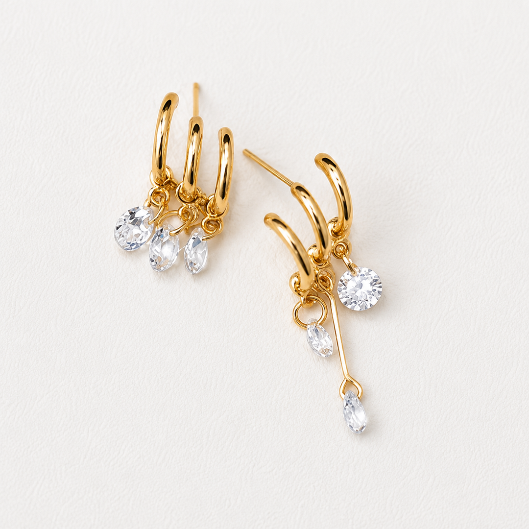 Lustre Charm Huggie Earrings
