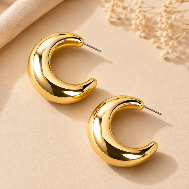 Solenne Curve Hoop Earrings