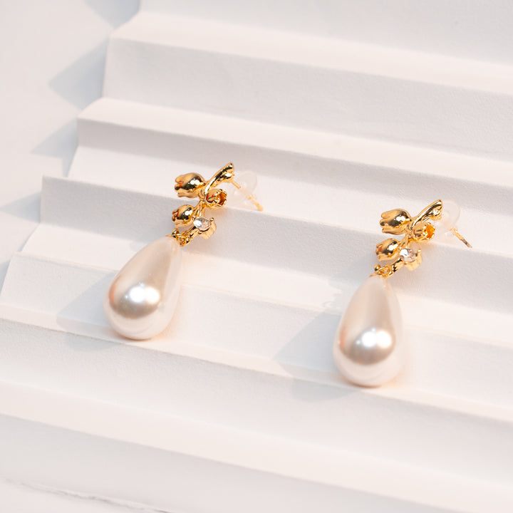 Aurelia Pearl Bloom Drop Earrings