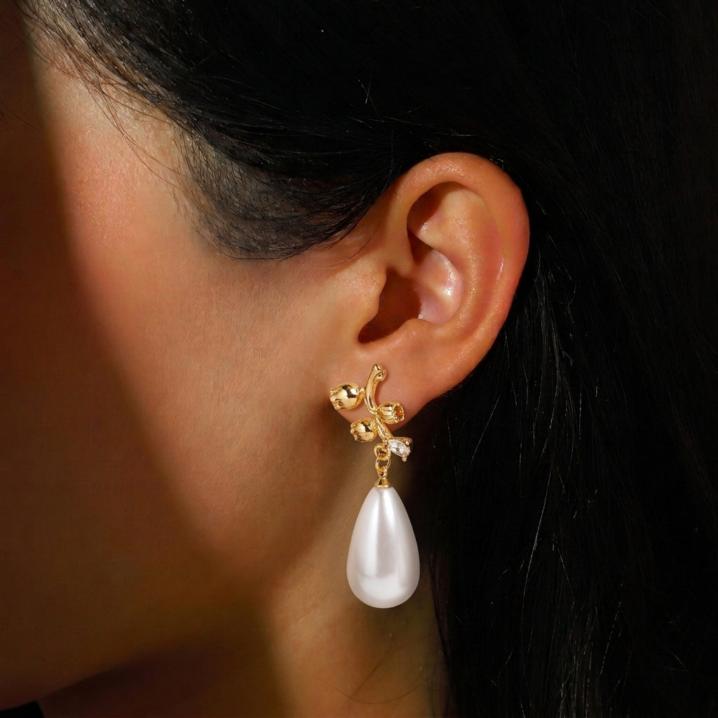 Aurelia Pearl Bloom Drop Earrings