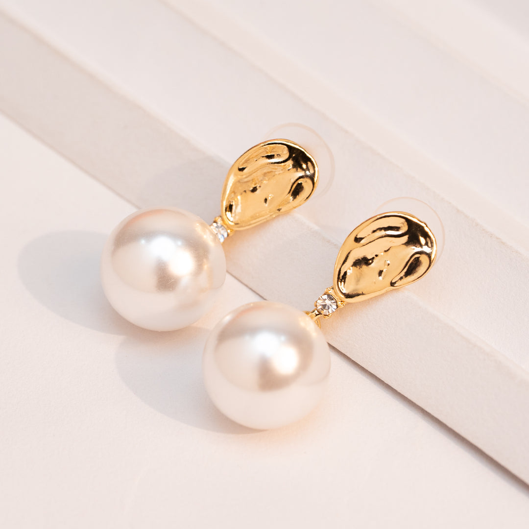 Celeste Pearl Petal Drop Earrings
