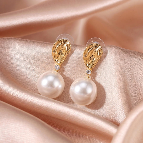 Celeste Pearl Petal Drop Earrings