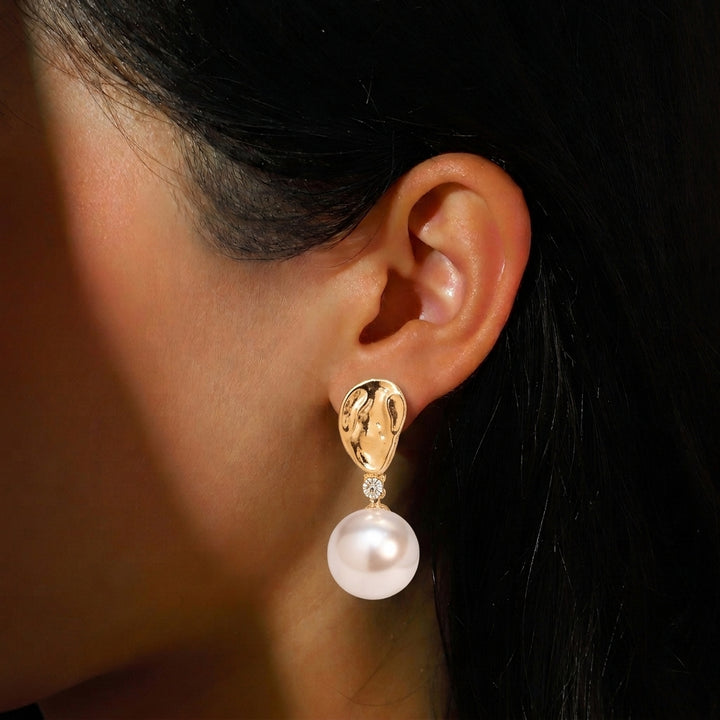 Celeste Pearl Petal Drop Earrings