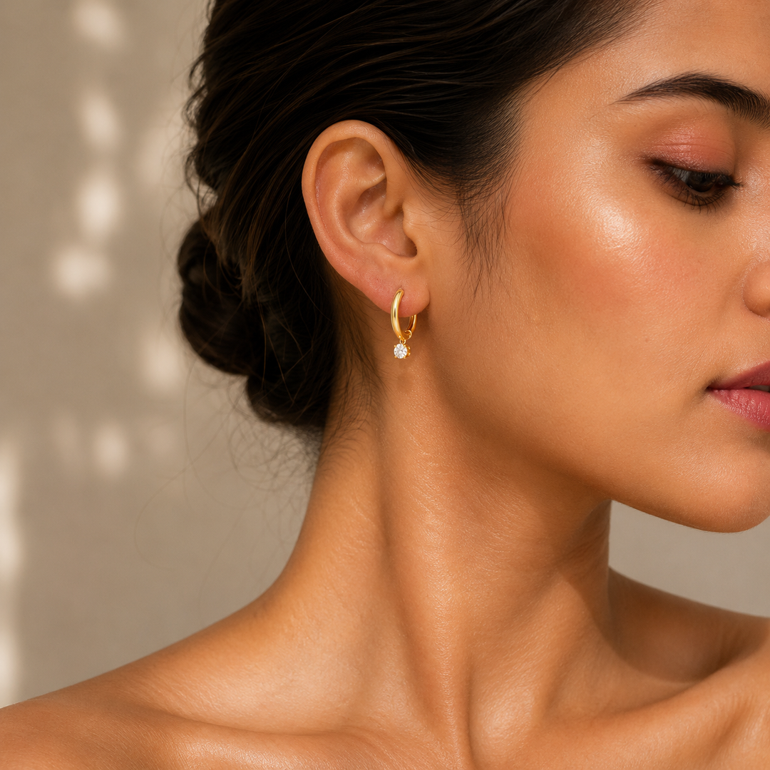 Gleam Halo Hoops Earrings - Gold
