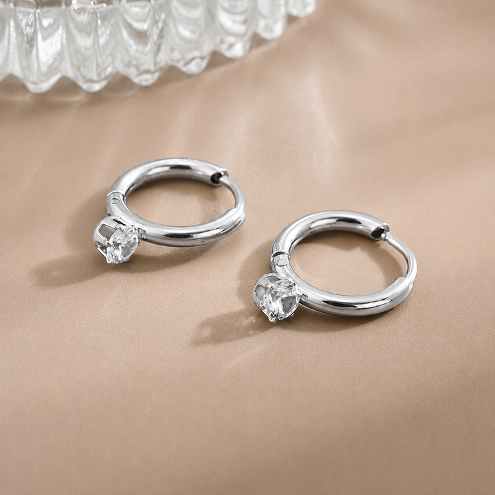 Gleam Halo Hoops Earrings - Silver