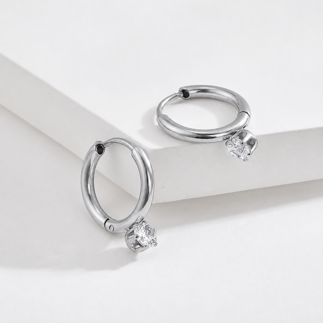 Gleam Halo Hoops Earrings - Silver
