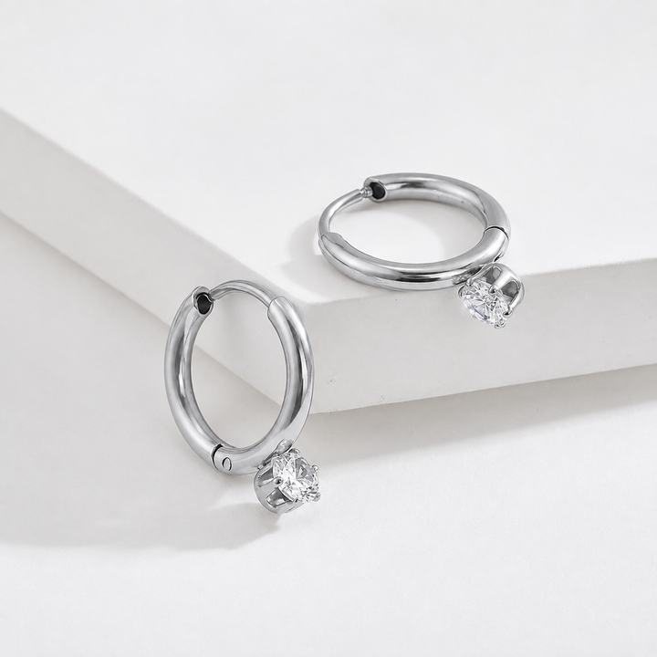 Gleam Halo Hoops Earrings - Silver