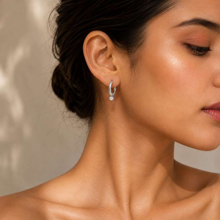 Gleam Halo Hoops Earrings - Silver