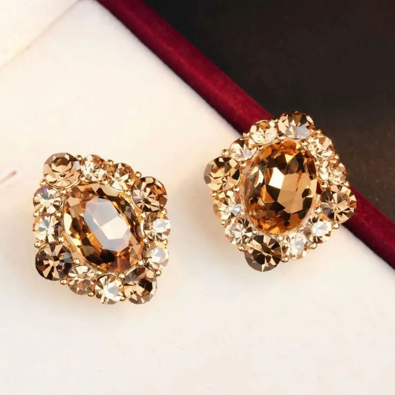 Topaz Halo Statement Earrings