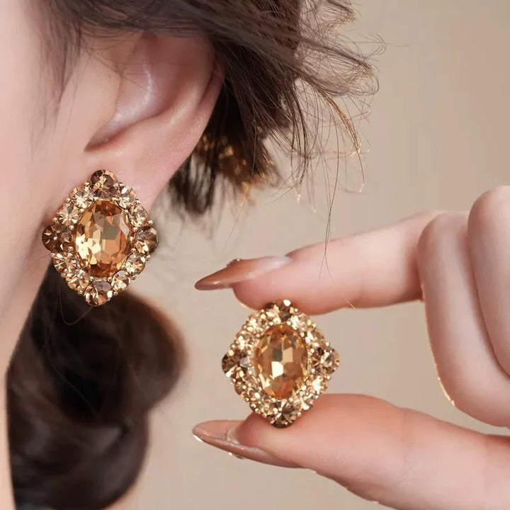 Topaz Halo Statement Earrings