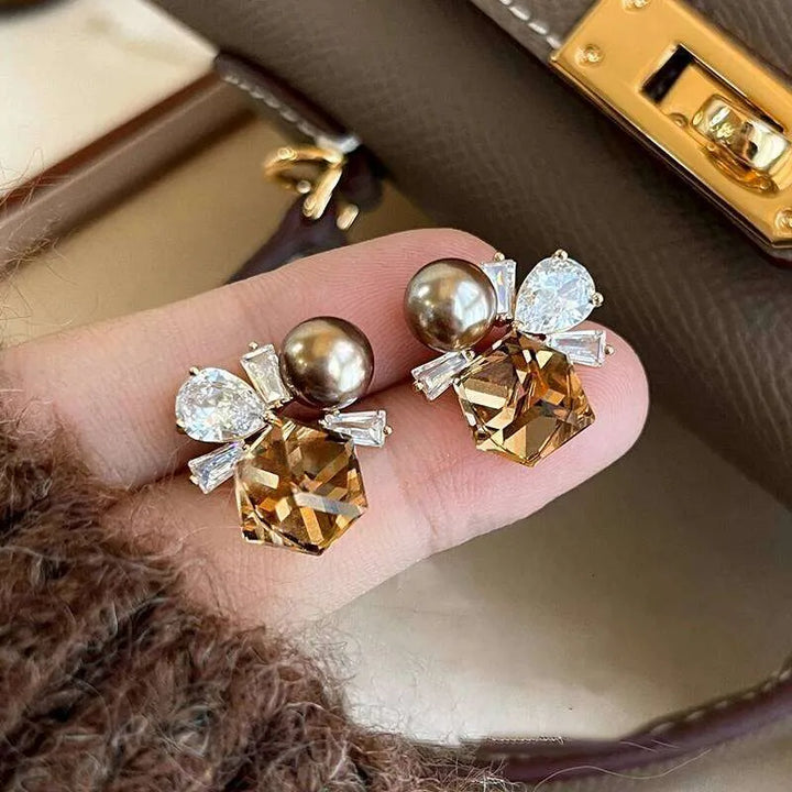 Crystal Wing Cluster Earrings
