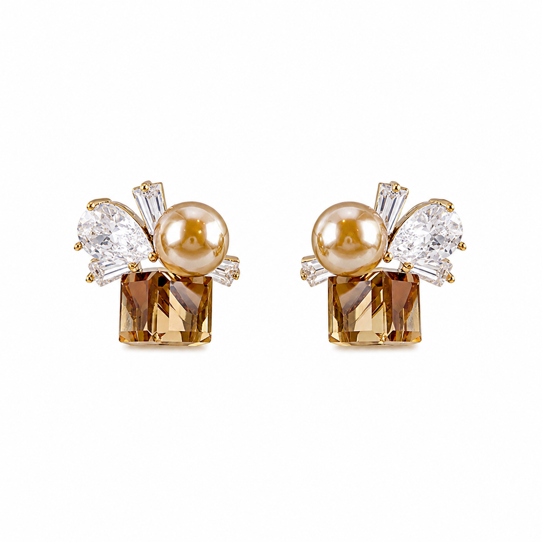 Crystal Wing Cluster Earrings