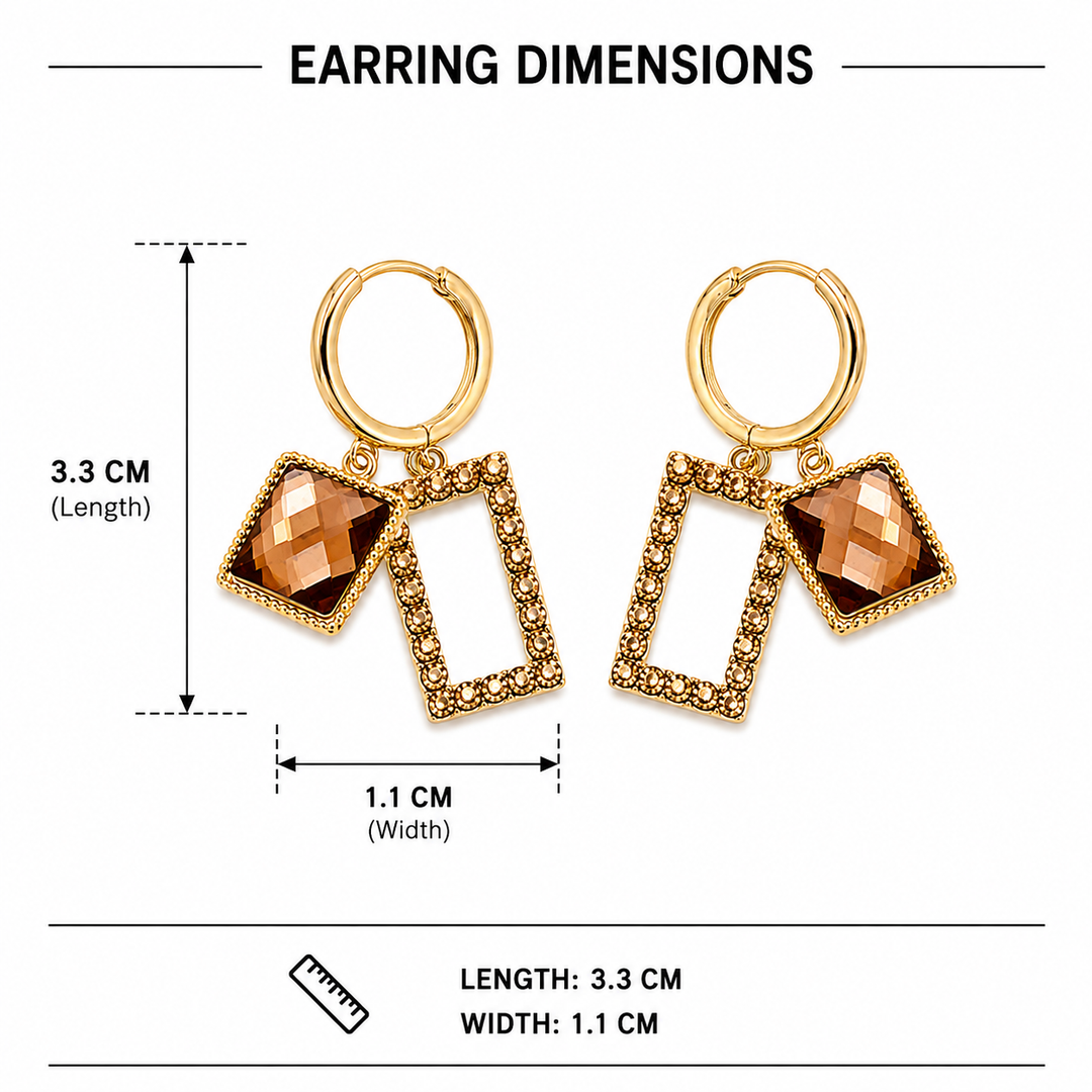 Geo Luxe Frame Drop Earrings