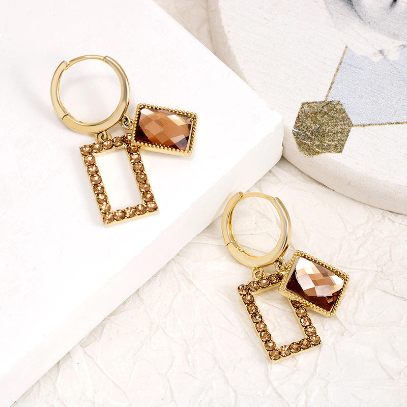 Geo Luxe Frame Drop Earrings
