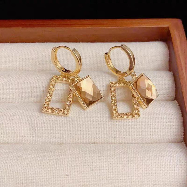 Geo Luxe Frame Drop Earrings