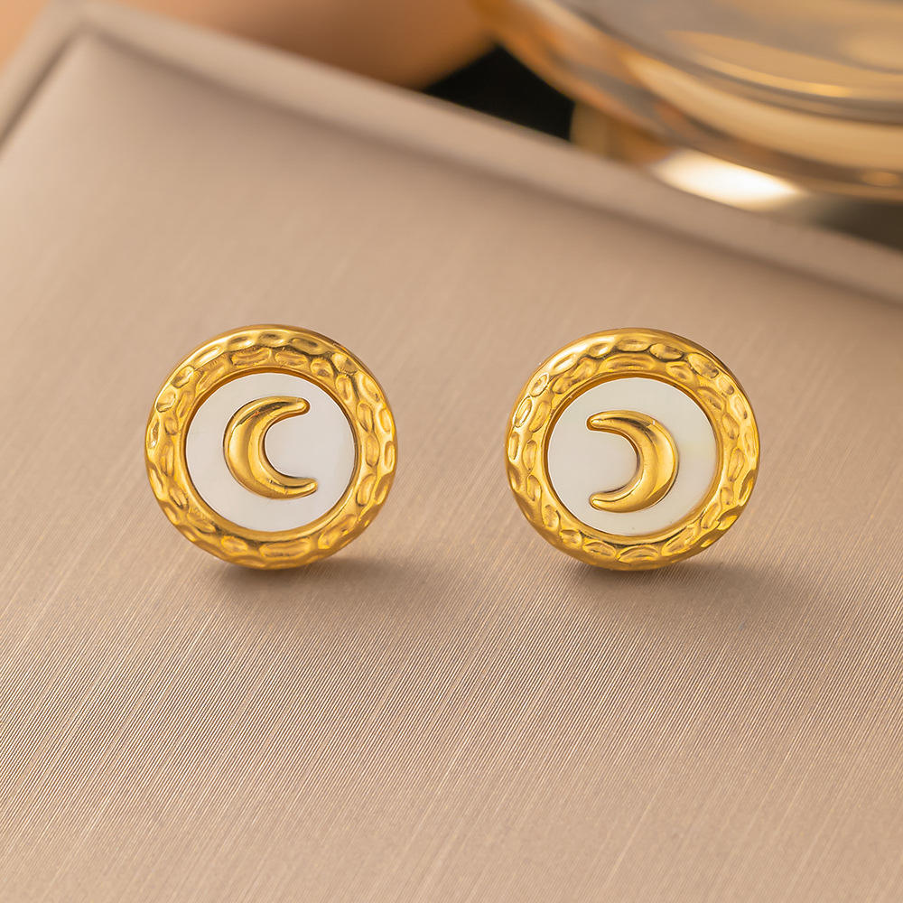 Waxing Crescent Moon Stud Earrings