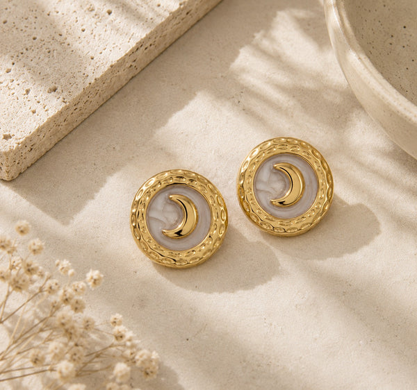 Waxing Crescent Moon Stud Earrings