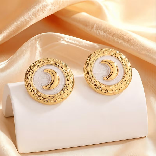 Waxing Crescent Moon Stud Earrings