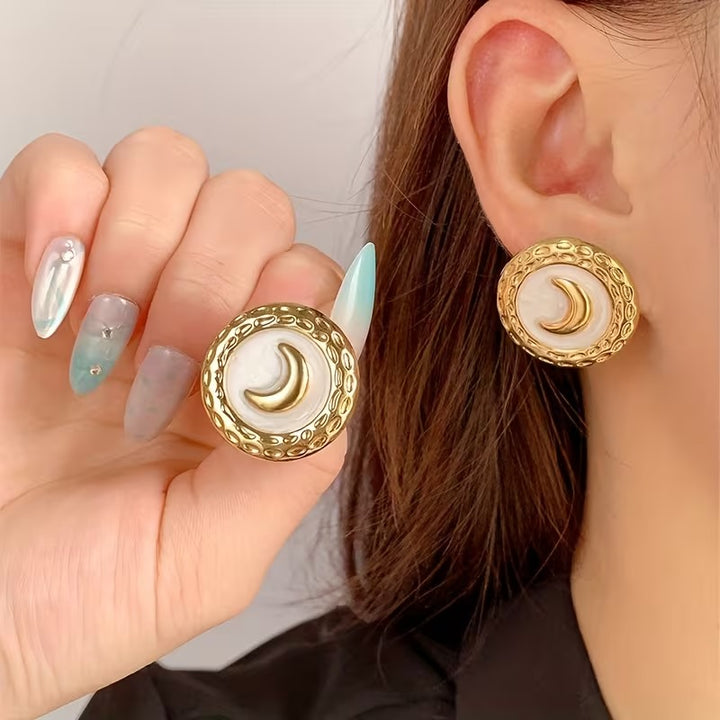 Waxing Crescent Moon Stud Earrings
