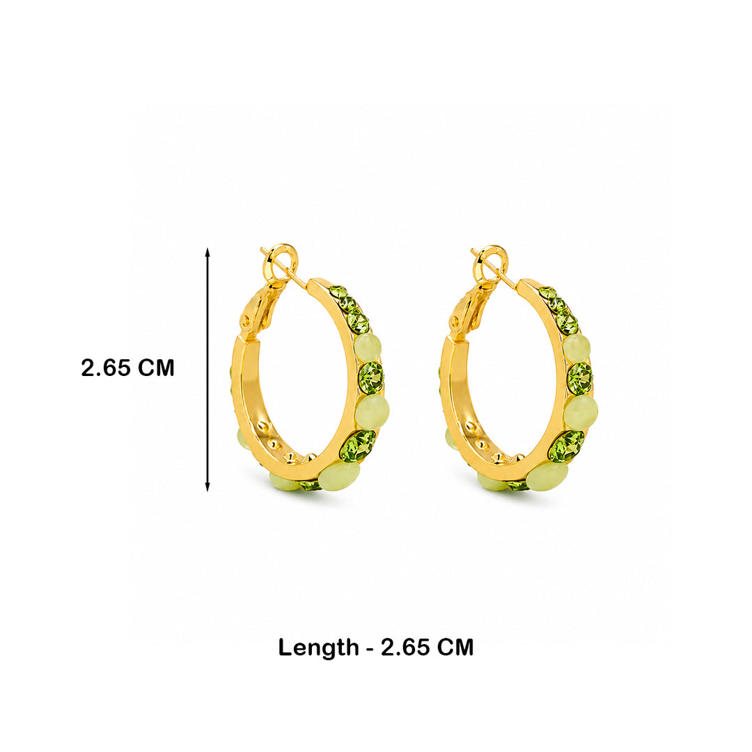 Lustre Accent Hoop Earrings - Green