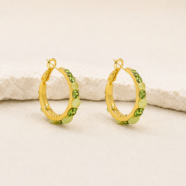 Lustre Accent Hoop Earrings - Green