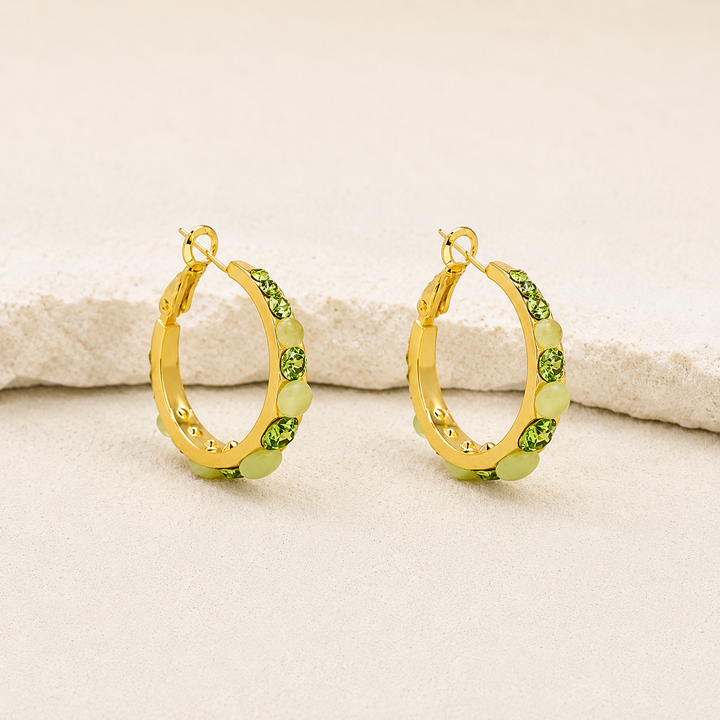 Lustre Accent Hoop Earrings - Green