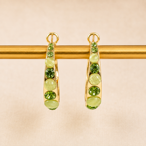 Lustre Accent Hoop Earrings - Green