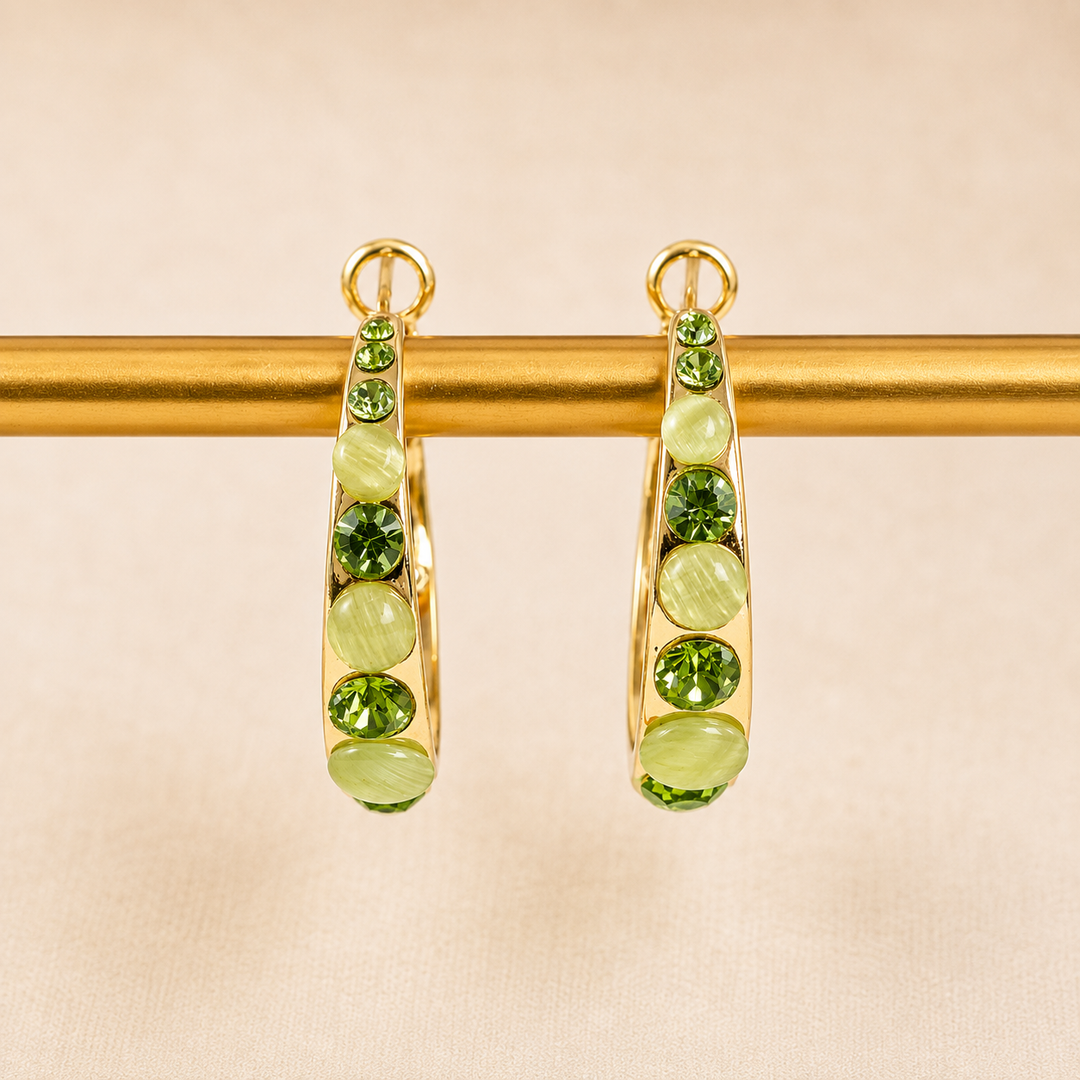 Lustre Accent Hoop Earrings - Green