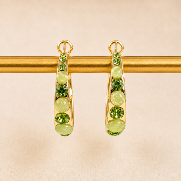 Lustre Accent Hoop Earrings - Green