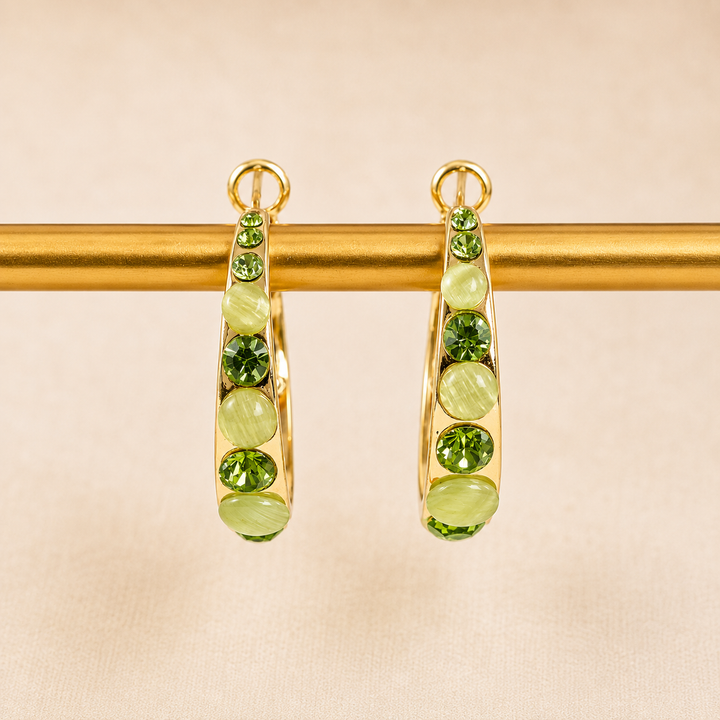 Lustre Accent Hoop Earrings - Green