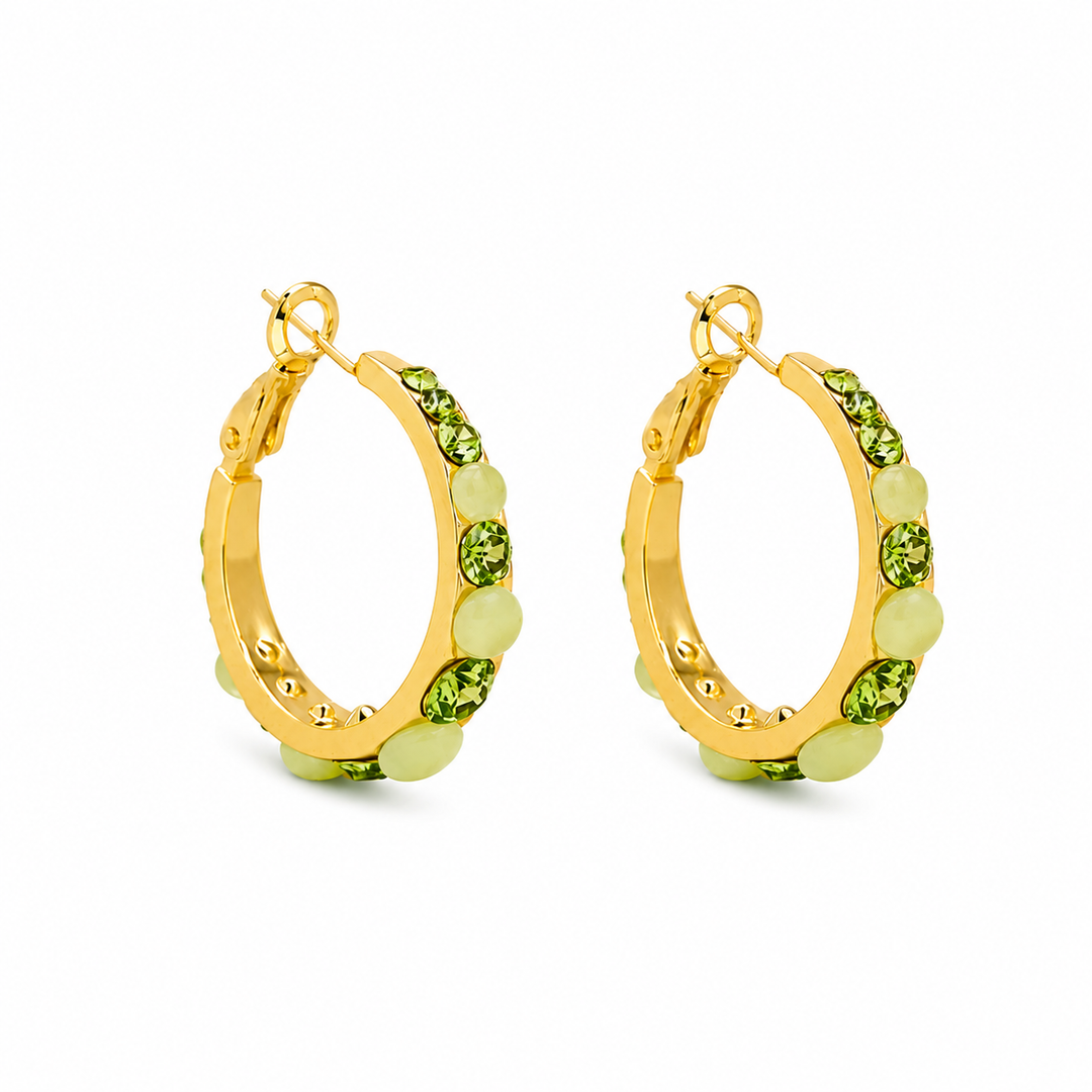 Lustre Accent Hoop Earrings - Green