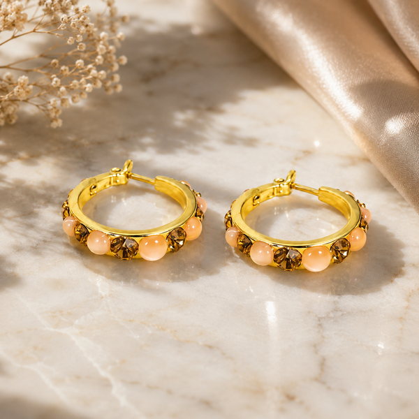 Lustre Accent Hoop Earrings - Light Brown
