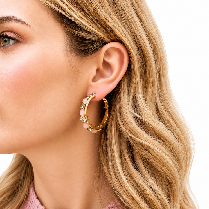 Lustre Accent Hoop Earrings - Light Brown