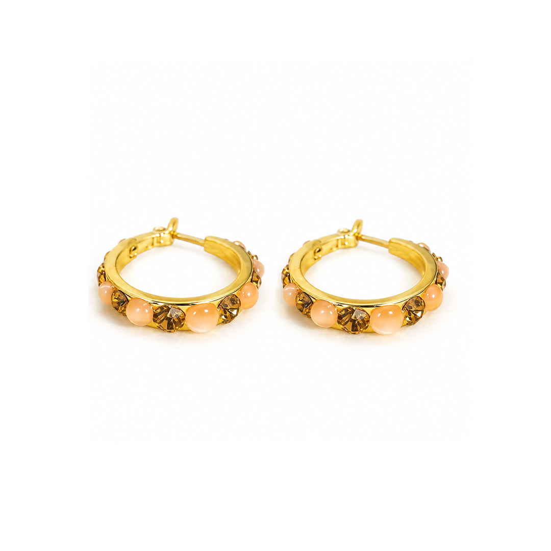 Lustre Accent Hoop Earrings - Light Brown