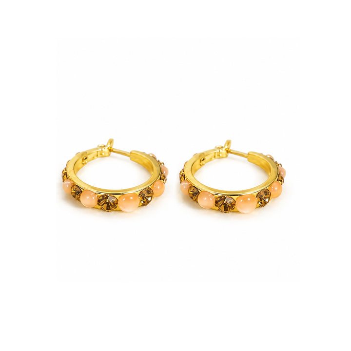Lustre Accent Hoop Earrings - Light Brown