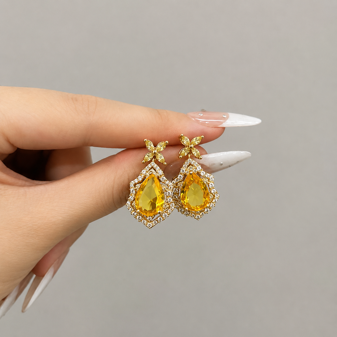 Flora Dewdrop Halo Earrings